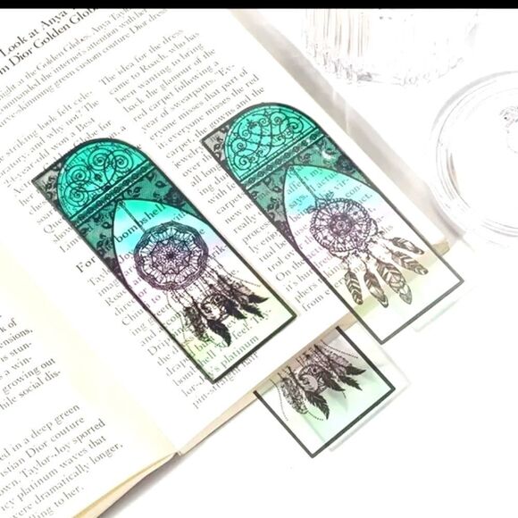 6 PVC turquoise dreamcatcher boho bookmarks - Picture 2 of 2